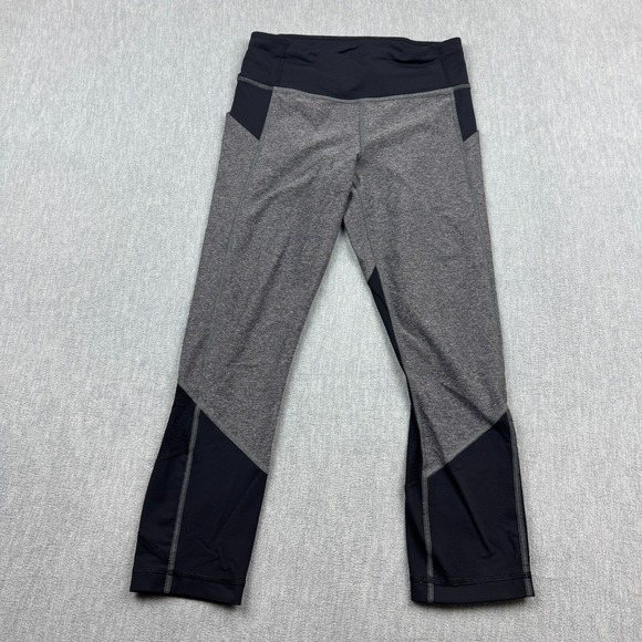 Lululemon Leggings Womens 4 Gray Black Pace Rival Crop 22" Stretch Yoga Gym Pant - Picture 1 of 13